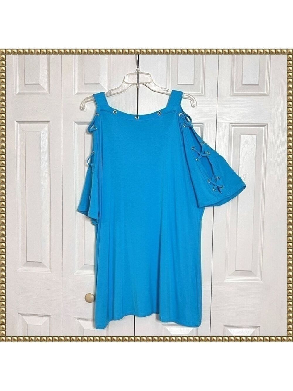 Roamans Plus Size 18 20 Baby Blue Grommet Tunic